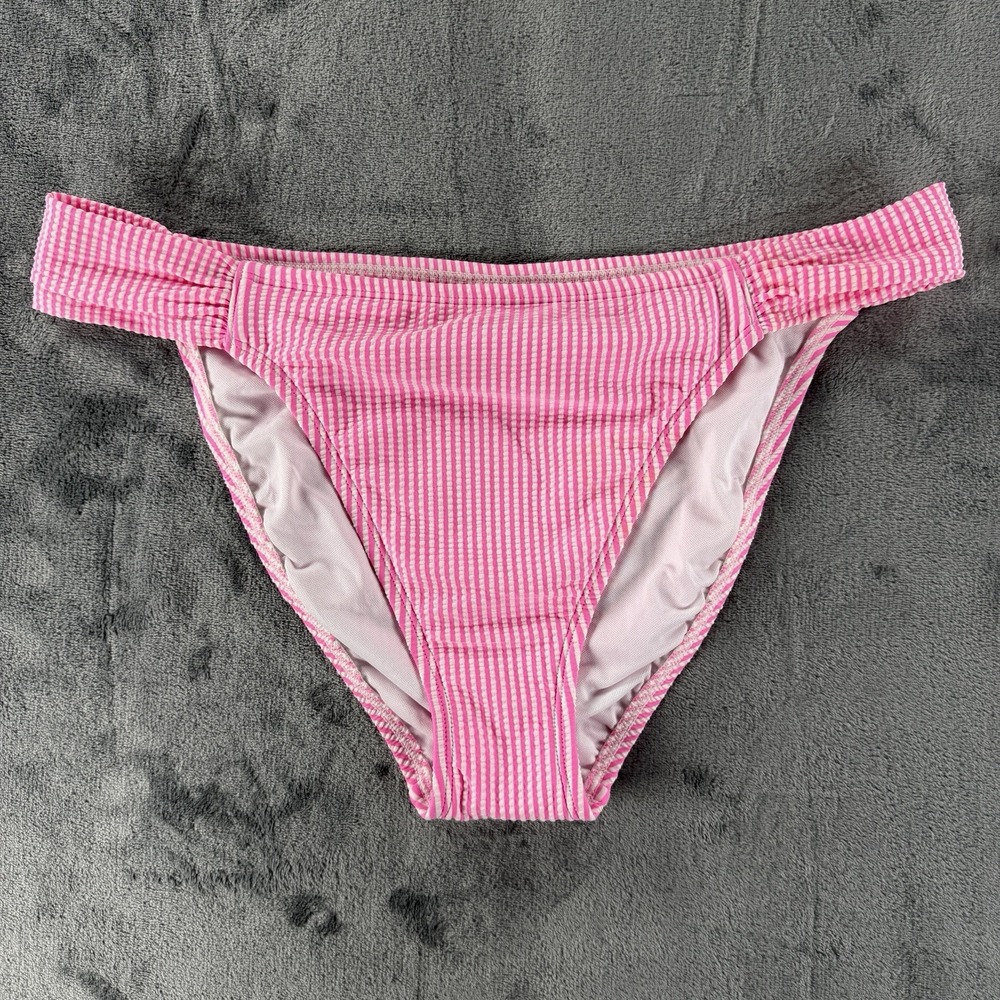 Lilly Pulitzer Bikini Bottom Size 12 Pink White Stripe Side Tab Swimwear